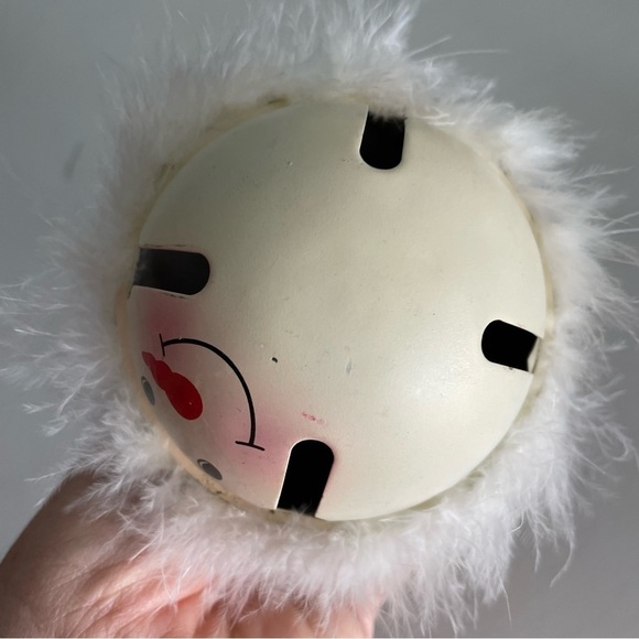 Large Round Painted Bell Snowman Face Santa Hat - Picture 2 of 5